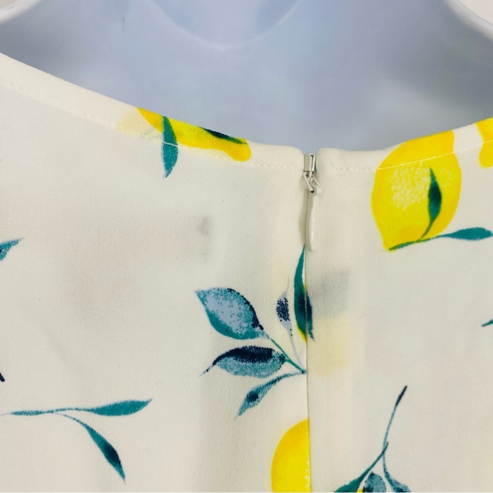Banana Republic Lemon Print Frill Fit-and-Flare Ruffle Dress Size 4 Tie Waist - Picture 5 of 8